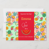 Eén in een Melon First Birthday Uitnodiging (Voorkant)