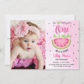 Eén in een Melon First Birthday Uitnodiging (Voorkant)