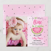 Eén in een Melon First Birthday Uitnodiging (Voorkant / Achterkant)