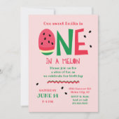 Eén in een Melon First Birthday Uitnodiging (Voorkant)