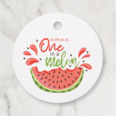Eén in een Melon First Birthday Watermelon Bedankjes Labels (Voorkant)