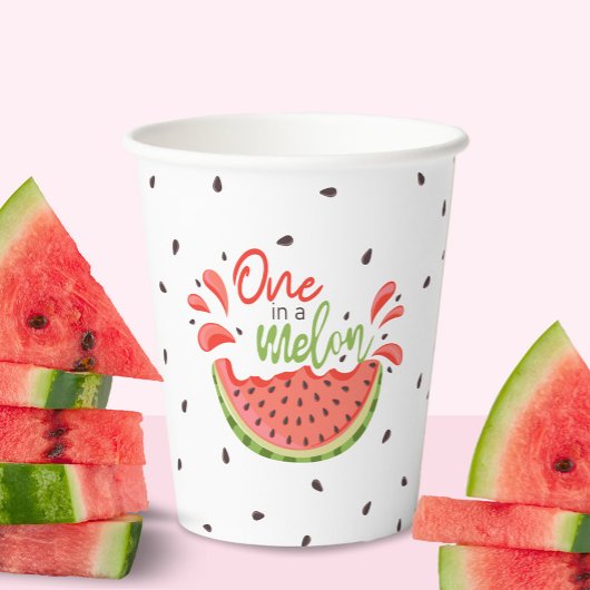 Eén in een Melon First Birthday Watermelon Papieren Bekers