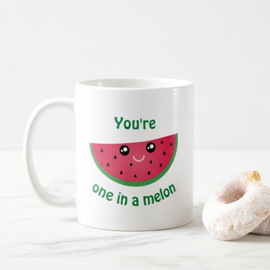 Een in een Melon Funny Cute Kawaii Watermeloen Koffiemok (Met donut)
