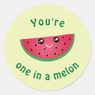 Een in een Melon Funny Cute Kawaii Watermeloen Ronde Sticker