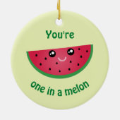 Een in een Melon Funny Kawaii Watermeloen kerst Keramisch Ornament (Achterkant)