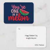 Een in een Melon Funny Pun Cute Valentijnsdag Notitiekaartje (Voorkant / Achterkant)