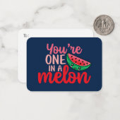 Een in een Melon Funny Pun Cute Valentijnsdag Notitiekaartje (Voorkant / Achterkant in situ)