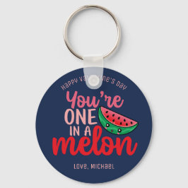 Een in een Melon Funny Pun Cute Valentijnsdag Sleutelhanger