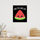 Een in een Melon Funny Watermelon Pun Dark BG Poster (Keuken)