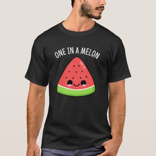 Een in een Melon Funny Watermelon Pun Dark BG T-shirt (Voorkant)