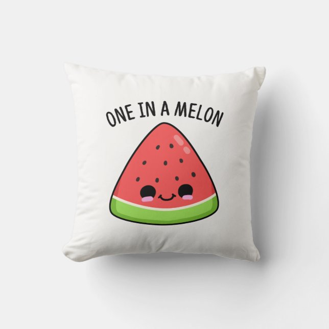 Een in een Melon Funny Watermelon Pun Kussen (Voorkant)