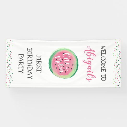 Een in een Melon Girl's 1e verjaardag Spandoek (Horizontaal)