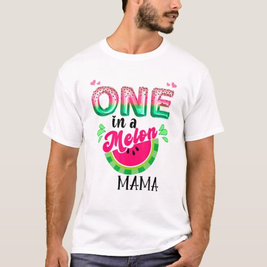 Eén in een Melon Mam Outfit Birthday Matching Grou T-shirt (Voorkant)