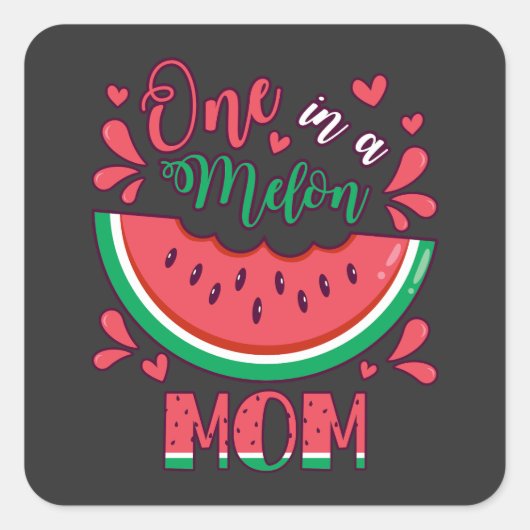 Een in een Melon Moeder B-Day Party Vierkante Sticker (Voorkant)