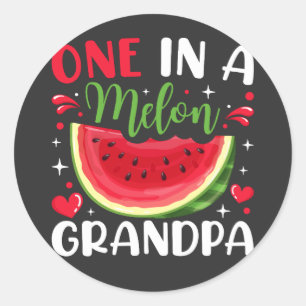 Een in een Melon Opa B-Day Party Ronde Sticker