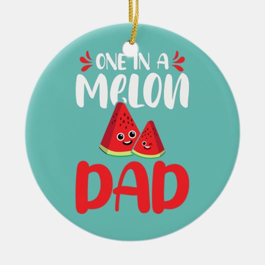 Een in een Melon Pap Watermelon Funny Familie Keramisch Ornament (Voorkant)