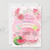 Eén in een Melon Pink Watermeloen 1e verjaardag Kaart (Voorkant)