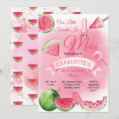 Eén in een Melon Pink Watermeloen 1e verjaardag Kaart (Voorkant / Achterkant)
