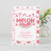 Eén in een Melon Pink Watermeloen 1e verjaardag Kaart (Staand voorkant)