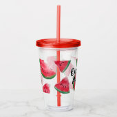 Eén in een Melon Quote Watermelon Waterverf Patter Acryl Drinkbeker (Voorkant)