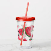 Eén in een Melon Quote Watermelon Waterverf Patter Acryl Drinkbeker (Achterkant)