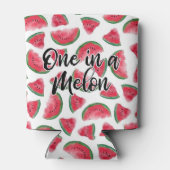Eén in een Melon Quote Watermelon Waterverf Patter Blikjeskoeler (Achterkant)