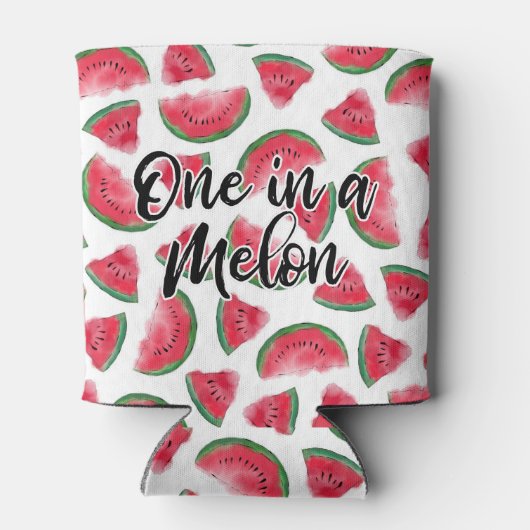 Eén in een Melon Quote Watermelon Waterverf Patter Blikjeskoeler (Achterkant)