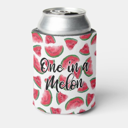 Eén in een Melon Quote Watermelon Waterverf Patter Blikjeskoeler (Blikje Achterkant)