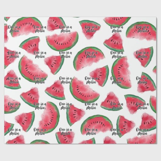 Eén in een Melon Quote Watermelon Waterverf Patter Cadeaupapier (Vlak)
