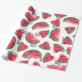 Eén in een Melon Quote Watermelon Waterverf Patter Cadeaupapier (Uitgerold)