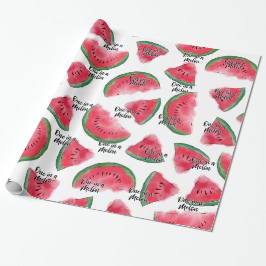 Eén in een Melon Quote Watermelon Waterverf Patter Cadeaupapier (Uitgerold)