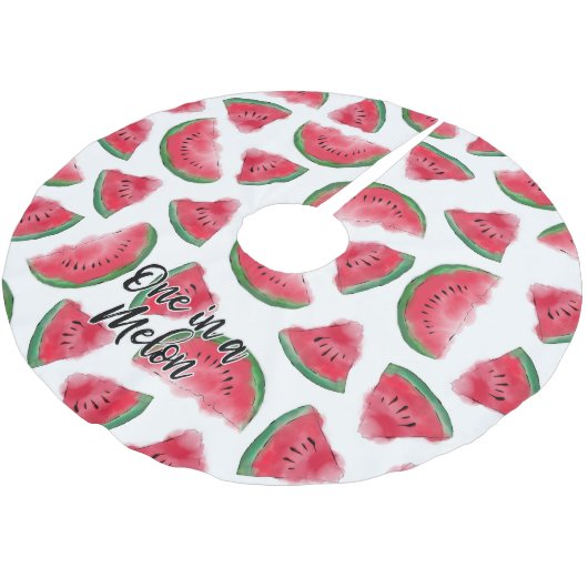Eén in een Melon Quote Watermelon Waterverf Patter Kerstboom Rok (Gekanteld)