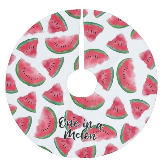 Eén in een Melon Quote Watermelon Waterverf Patter Kerstboom Rok (Voorkant)