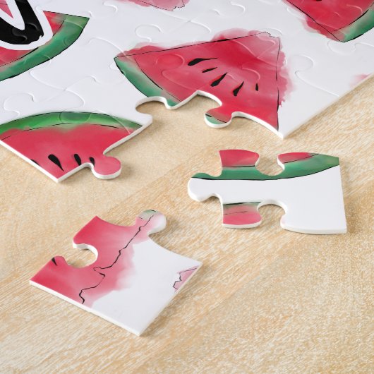 Eén in een Melon Quote Watermelon Waterverf Patter Legpuzzel (Zijkant)
