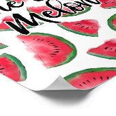 Eén in een Melon Quote Watermelon Waterverf Patter Poster (Hoek)