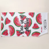 Eén in een Melon Quote Watermelon Waterverf Patter Strandlaken (Voorkant)