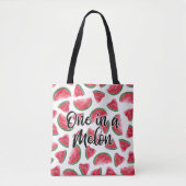 Eén in een Melon Quote Watermelon Waterverf Patter Tote Bag (Voorkant)
