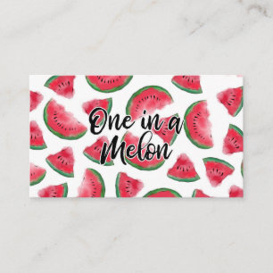 Eén in een Melon Quote Watermelon Waterverf Patter Visitekaartje