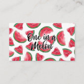 Eén in een Melon Quote Watermelon Waterverf Patter Visitekaartje (Voorkant)
