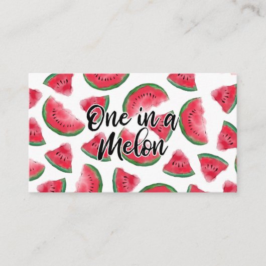 Eén in een Melon Quote Watermelon Waterverf Patter Visitekaartje (Voorkant)