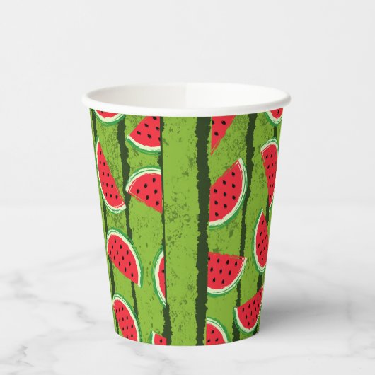 EÉN in een Melon Red & Green Watermelon Papieren Bekers (Links)