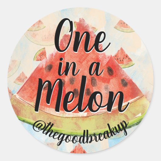 Eén in een Melon Ronde Sticker (Voorkant)