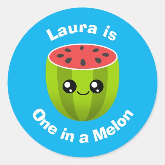Eén in een Melon Ronde Sticker (Voorkant)