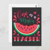 Een in een Melon Teacher B-Day Party Briefkaart (Voorkant / Achterkant)