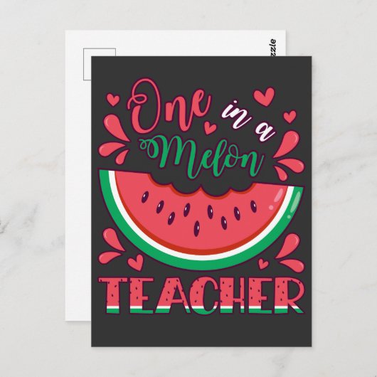 Een in een Melon Teacher B-Day Party Briefkaart (Voorkant / Achterkant)