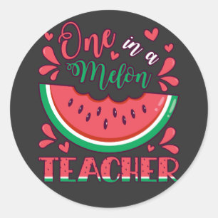 Een in een Melon Teacher B-Day Party Ronde Sticker