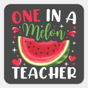 Een in een Melon Teacher B-Day Party Vierkante Sticker