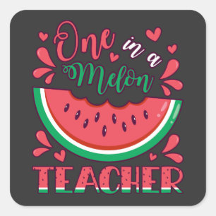 Een in een Melon Teacher B-Day Party Vierkante Sticker