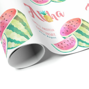 Eén in een Melon Tropical Watermelon Waterverf Roz Cadeaupapier
