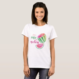 Eén in een Melon Tropical Watermelon Waterverf Roz T-shirt